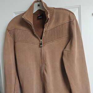 Men Diesel full zip-up sweater jacket, brown.